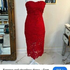 Express Vibrant Red Lace Dress